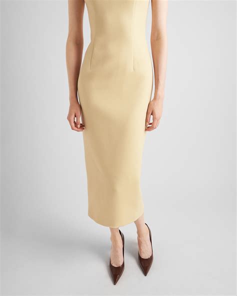 prada stretch natté dress|Cream Stretch Natté Dress .